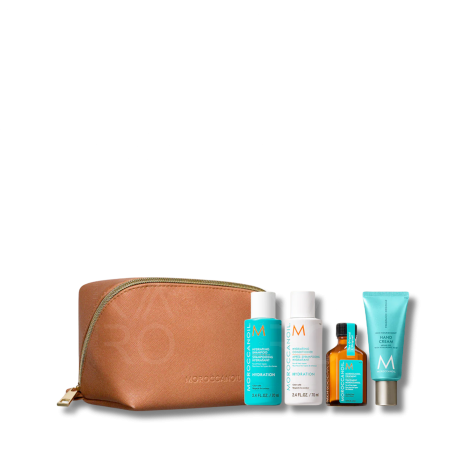 MOROCCANOIL Hydration zestaw podróżny w beżowej kosmetyczce | Nawilżenie
