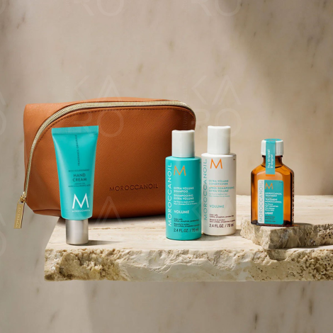 MOROCCANOIL Volume zestaw podróżny w beżowej kosmetyczce | Objętość - 3
