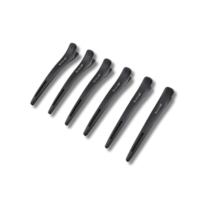BLACKOMB Karbonowe klipsy fryzjerskie czarne 11,5 cm 6 szt.
