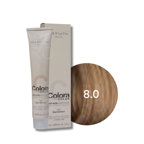 MAXXELLE COLORA ULTRA COLOR trwała farba do włosów anti-age 100 ml | 8.0