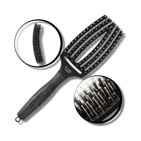 OLIVIA GARDEN FINGERBRUSH COMBO szczotka z włosiem dzika M | Black - 3