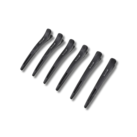 BLACKOMB karbonowe klipsy fryzjerskie standardowe 11,5 cm 6 szt. czarne