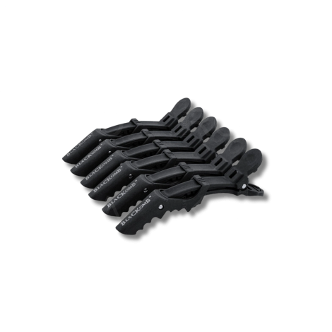 BLACKOMB karbonowe klipsy fryzjerskie krokodylki 11 cm 6 szt. czarne