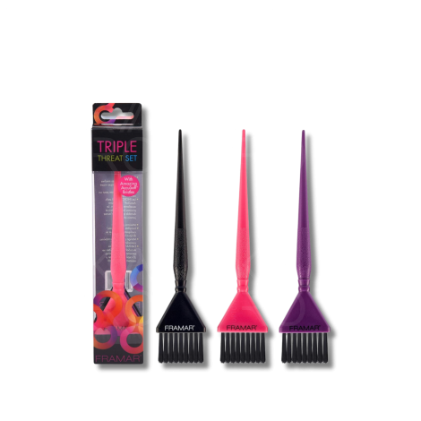 FRAMAR Triple Threat Set zestaw pędzli do farbowania 3 szt. kolorowe