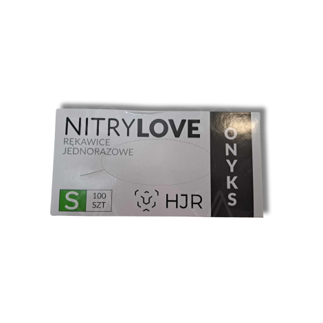 HJR ONYKS NITRYLOVE jednorazowe rękawiczki nitrylowe czarne 100 szt. | S