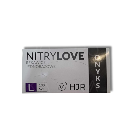 HJR ONYKS NITRYLOVE jednorazowe rękawiczki nitrylowe czarne 100 szt. | L