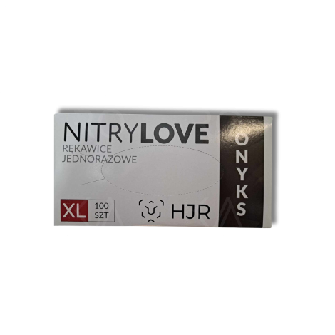 HJR ONYKS NITRYLOVE jednorazowe rękawiczki nitrylowe czarne 100 szt. | XL