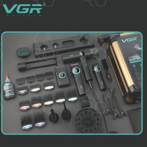 VGR PRO 4IN1 zestaw w walizce maszynka + trymer + golarka + suszarka - 3