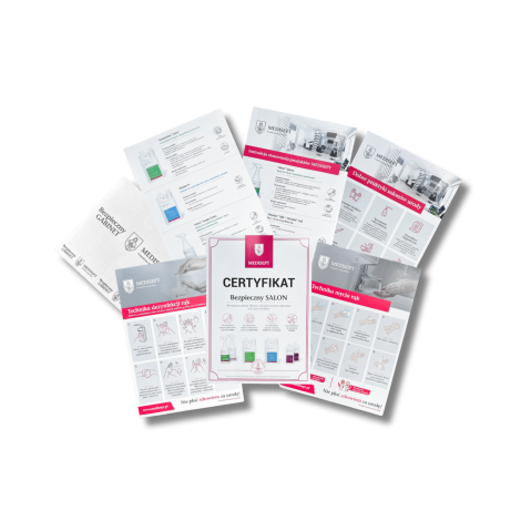 MEDISEPT Bezpieczny Salon Beauty certyfikat + materiały informacyjne