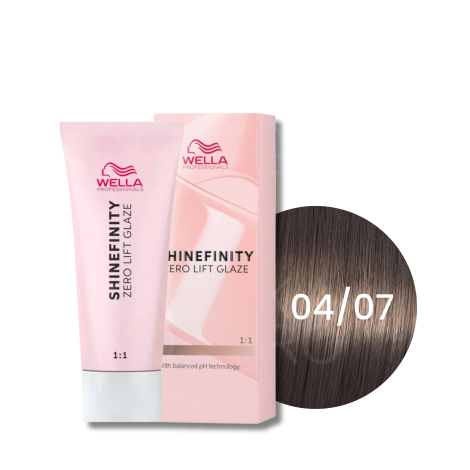 WELLA SHINEFINITY Zero Lift Glaze półtrwała farba do włosów 60 ml | 04/07