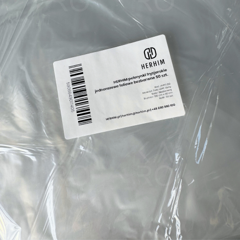 HERHIM pelerynki fryzjerskie jednorazowe foliowe bezbarwne 50 szt. - 5